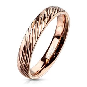 49 (15.6) Ring mit Diamantschnitt Rosegold aus Edelstahl Damen