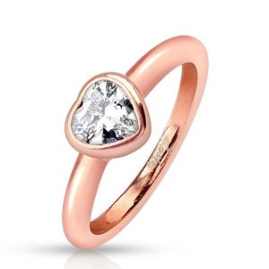 52 (16.6) Herz Kristallring rosegold rosÃƒÂ© fuer Damen Love Liebe (Ring Fingerring Partnerringe...