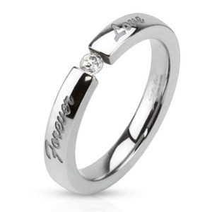 52 (16.6) Ring Forever Love eingraviert Edelstahl silber hochglanzpoliert Damenring (Ring Damen...