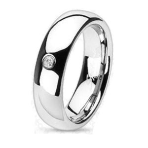 54 (17.2) Ring mit Kristall hochglanzpoliert Silber Titan Unisex