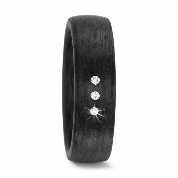 Damenring CARBON 59281 mit 3x Diamant und gratis Gravur