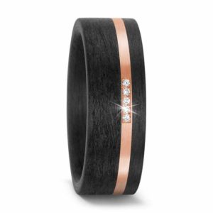 Damenring 585/14 K ROSEGOLD, CARBON 59315 mit Diamant
