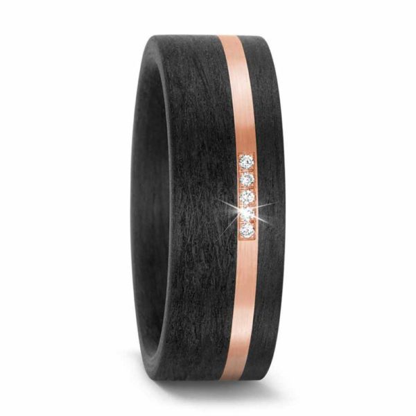 Damenring 585/14 K ROSEGOLD, CARBON 59315 mit Diamant