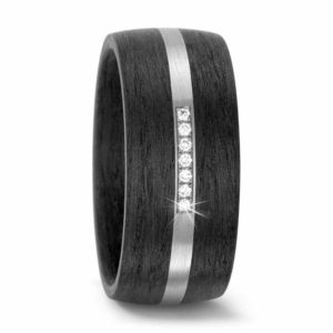 Damenring 500 PALLADIUM, CARBON 59316 mit Diamant
