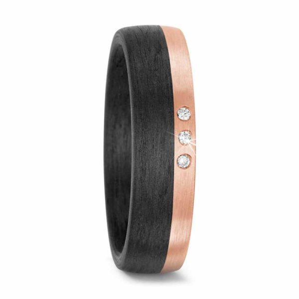 Damenring 585/14 K ROSEGOLD, CARBON 59317 mit Diamant