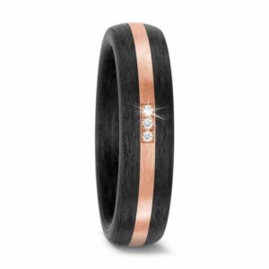 Damenring 585/14 K ROSEGOLD, CARBON 59318 mit Diamant