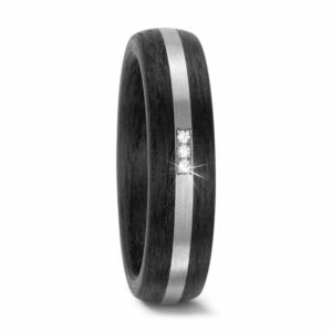 Damenring 500 PALLADIUM, CARBON 59318 mit Diamant