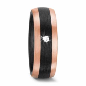 Damenring 585/14 K ROSEGOLD, CARBON 59319 mit Diamant