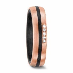 Damenring 585/14 K ROSEGOLD, CARBON 59320 mit Diamant