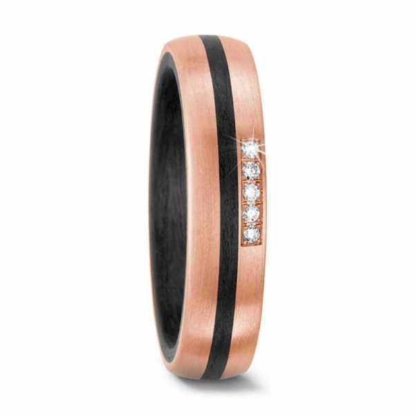 Damenring 585/14 K ROSEGOLD, CARBON 59320 mit Diamant