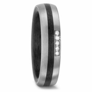 Damenring 500 PALLADIUM, CARBON 59320 mit Diamant