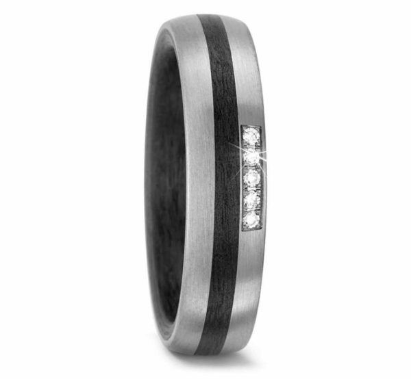 Damenring 500 PALLADIUM, CARBON 59320 mit Diamant