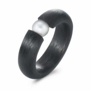 Damenring Carbonringe 59331 Suesswasserperle