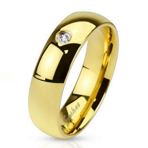 60 (19.1) Hochzeitsring Gold mit Kristall Edelstahl Damen & Herren 49-70 (Fingerring Schmuckring...