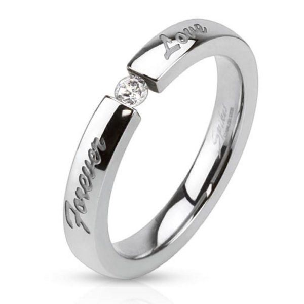 62 (19.7) Ring Forever Love eingraviert Edelstahl silber hochglanzpoliert Damenring (Ring Damen...