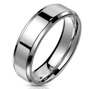62 (19.7) Ring schraeger Rand Silber aus Edelstahl Unisex