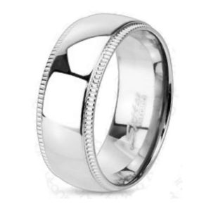 62 (19.7) Titan Damenring mit 2 Kristall Aussenringen hochglanzpoliert silber(Ring Damen...