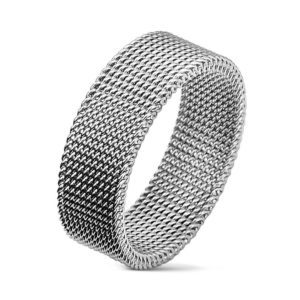 64 (20.4) Flexibler Ring Maschen Edelstahl silber fuer Damen & Herren 49-70 (Fingerring...