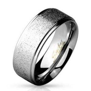 64 (20.4) Herrenring Edelstahl sand-gestrahlt mit 2 hochglanzpolierten Aussenringen(Ring Damen...
