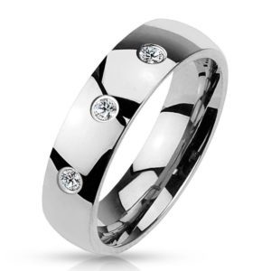 64 (20.4) Ring 3 Kristalle Damen Edelstahl hochglanzpoliert silber Herrenring(Damen Fingerring...