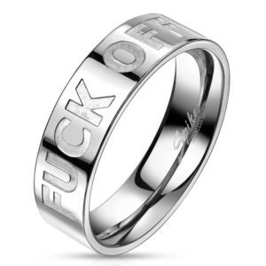64 (20.4) Ring FUCK OFF Silber aus Edelstahl Unisex