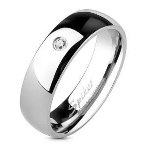 67 (21.3) Ring schmal mit Kristall Silber aus Edelstahl Damen