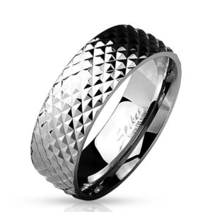 67 (21.3) Ring silber in Pyramidenoptik fuer Herren Edelstahl (Maenner Fingerring Herrenring...