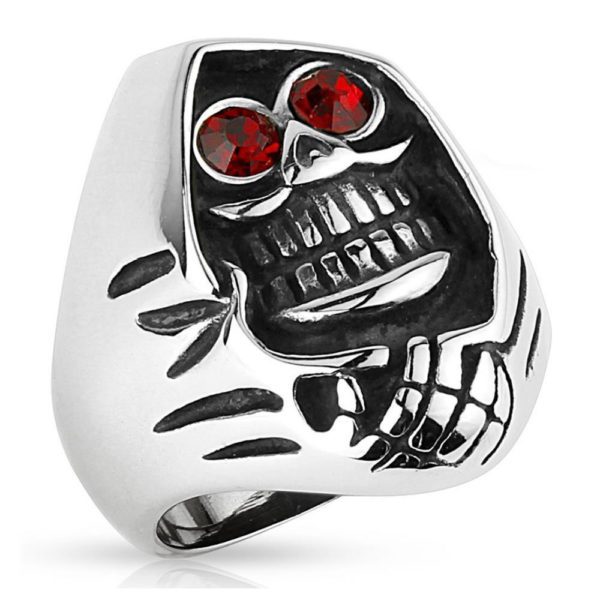 67 (21.3) Sensenmann Totenkopf Fingerring Edelstahl fuer Maenner 60 62 64 67 70 72(Ring Herren...
