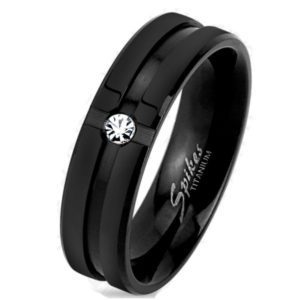 67 (21.3) Titan Partnerringe klassisch mit Kristall Stein rosegold schwarz 49-67(Paarringe...