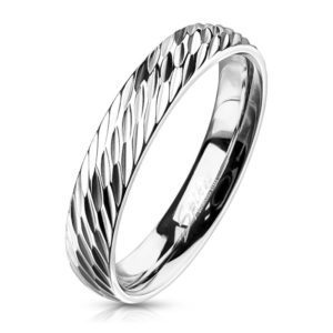 70 (22.3) Ring diagonaler Diamant Cut Silber aus Edelstahl Unisex
