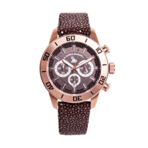 Chronograph Uhr aus rosÃ©vergoldetem Edelstahl und braunem Zifferblatt