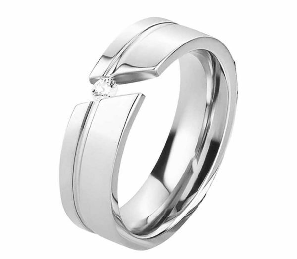 Damenring Edelstahl DE019 mit Zirkonia