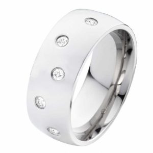 Damenring Edelstahl DE047 mit Zirkonias