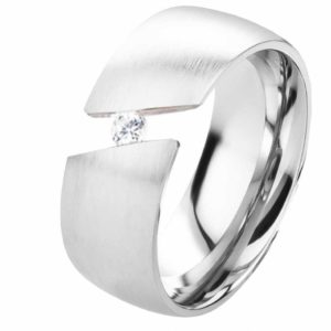 Damenring Edelstahl DE097 mit Zirkonia