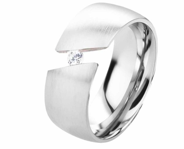 Damenring Edelstahl DE097 mit Zirkonia