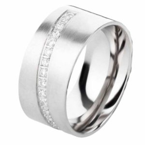 Damenring Edelstahl DE127 mit Zirkonias