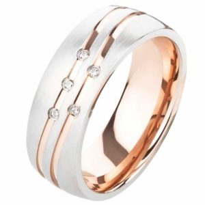 Damenring Edelstahl DE128 mit Zirkonias