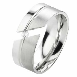Damenring Edelstahl DE138 mit Zirkonia