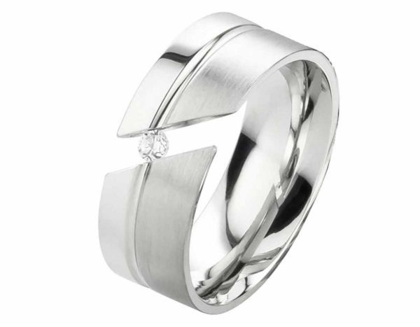 Damenring Edelstahl DE138 mit Zirkonia