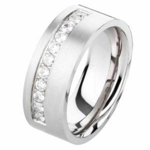 Damenring Edelstahl DE141 mit Zirkonias