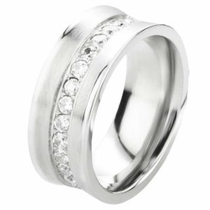 Damenring Edelstahl DE143 mit Zirkonias