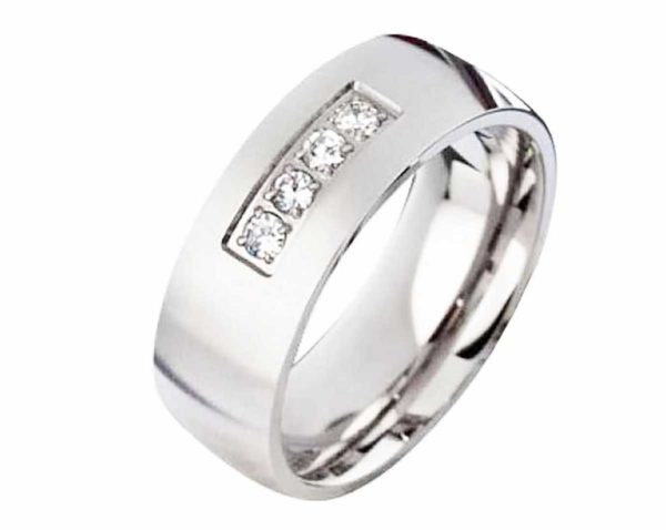 Damenring Edelstahl DE144 mit Zirkonias