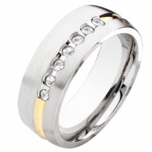 Damenring Edelstahl DE146 mit Zirkonias
