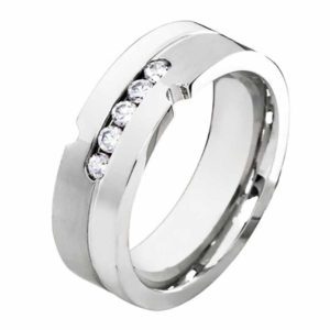 Damenring Edelstahl DE148 mit Zirkonias