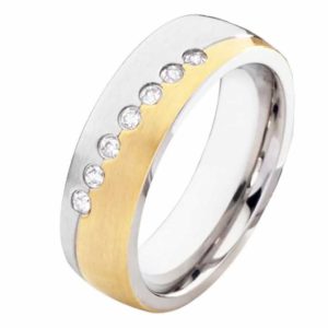 Damenring Edelstahl DE150 mit Zirkonias