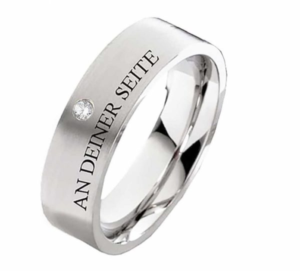 Damenring Edelstahl DE173 mit Stein und aussengravur