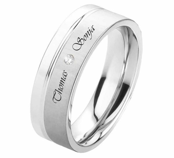 Damenring Edelstahl DE190 mit Zirkonia
