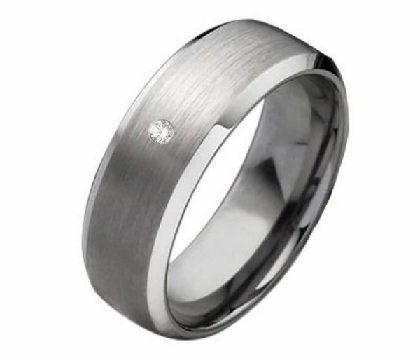 Damenring Wolframring DW110 mit Zirkonia