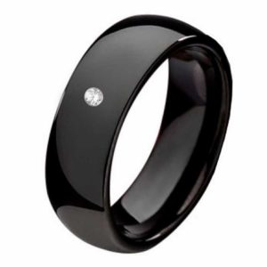 Damenring Wolframring DW154 mit Zirkonia