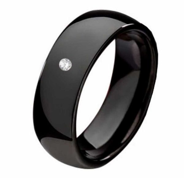 Damenring Wolframring DW154 mit Zirkonia